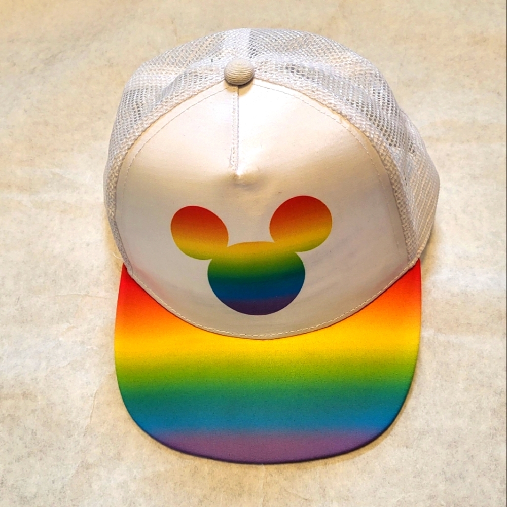 Disney Mickey Mouse white mesh hat with colorful logo